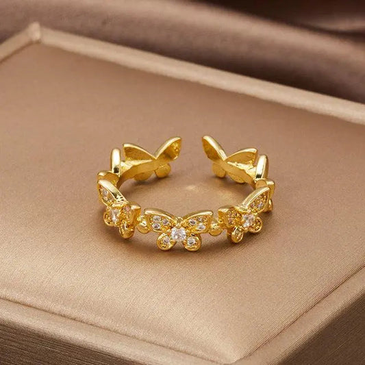 Adjustable Butterfly Ring in Gold